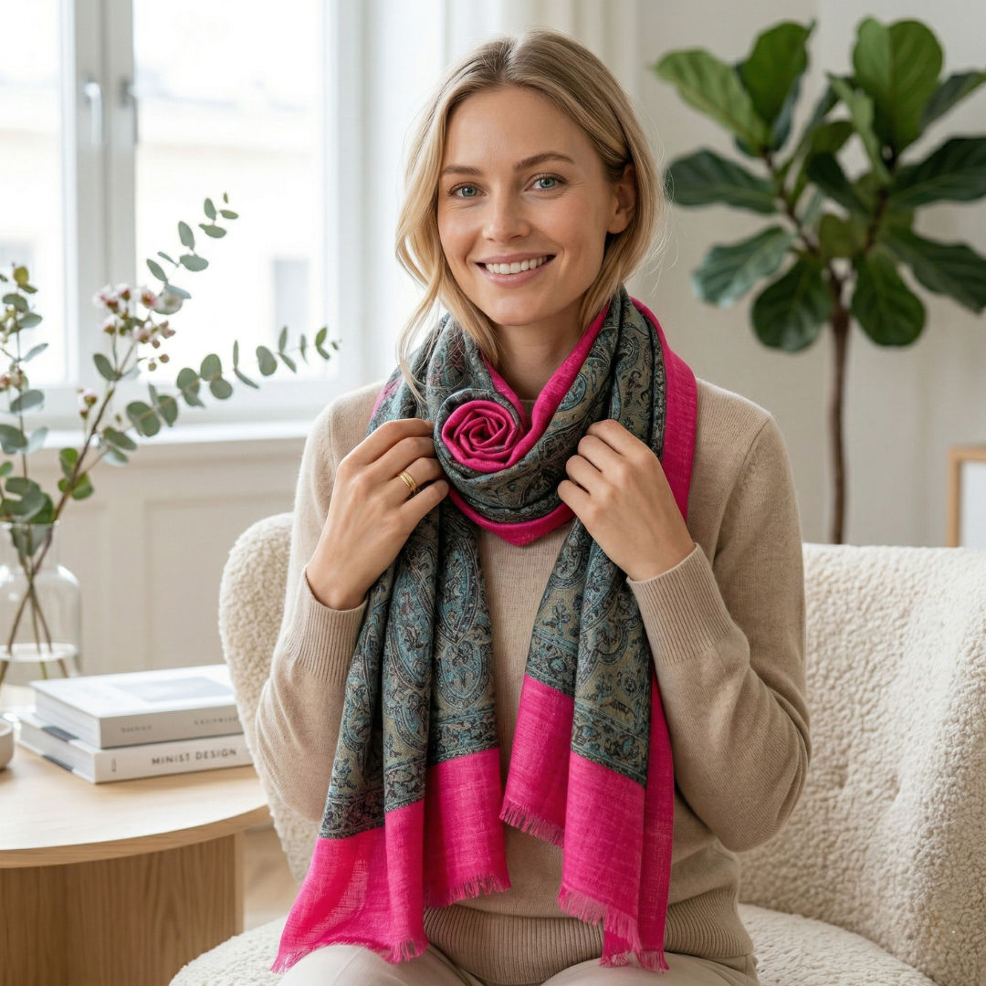 Vivid Pink Chic Wool Scarf